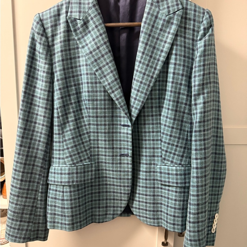 Kiton Checkered Blazer in Blue and Green